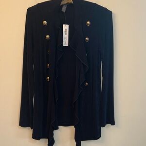 Chico’s Travelers Classic Military Jacket – India Ink – Size 0 – NWT